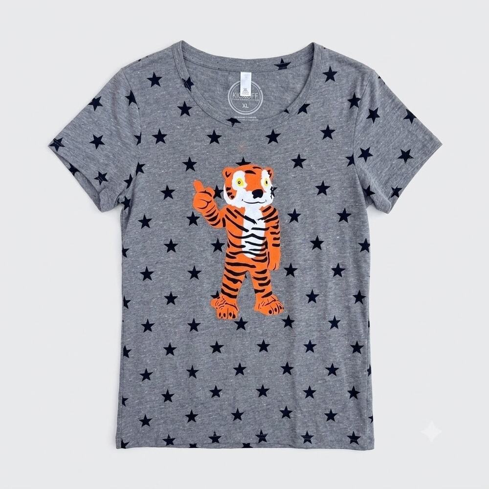 Clemson Tigers Star Print T Shirt Gray Short Sleeve Kickoff Couture Womens XL